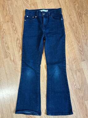 Levi's Girls 726 High Rise Flare Jeans Sparkle Denim Dark Wash Size 10